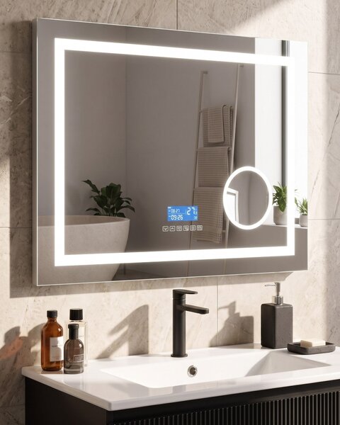 LED koupelnové zrcadlo THAIX 80 cm 60 cm Stříbrná