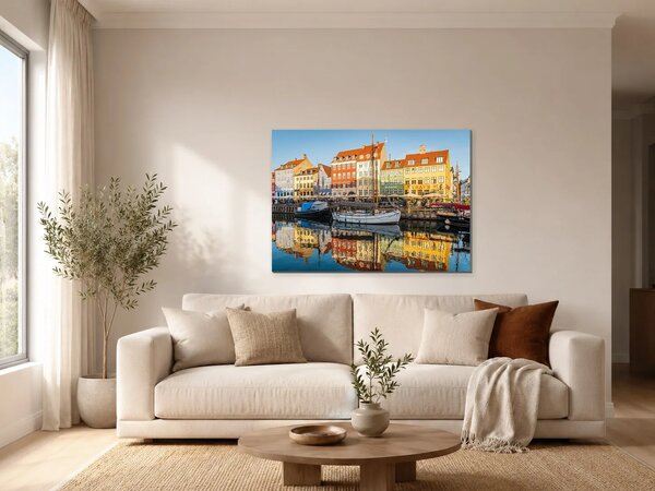 Barevný přístav Nyhavn v Kodani – Jednodílný obraz, 70 × 50 cm