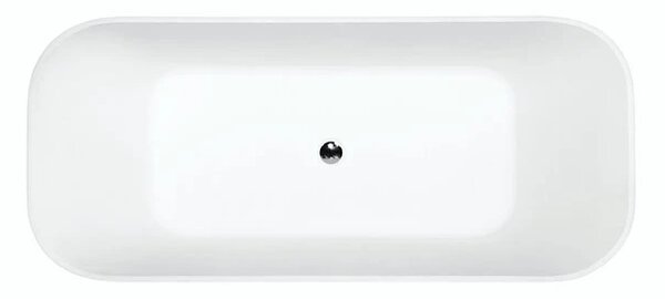 Besco Volně stojící vana z litého mramoru Assos S-Line BW 160x70 Barva: Bílá/černá, Rozměry (cm): 160x70, Typ a barva výpustě: Click-Clack s horním čištěním, černá