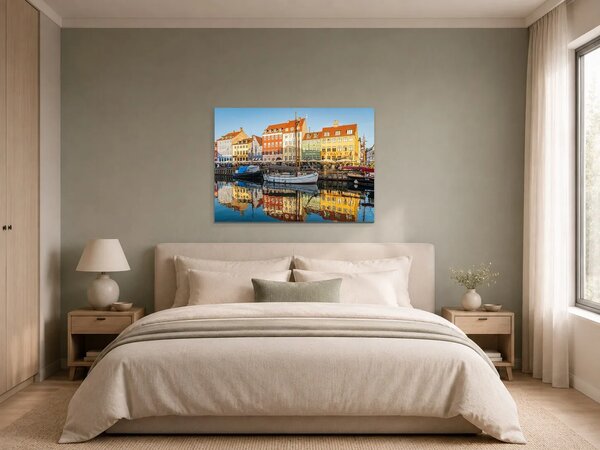 Barevný přístav Nyhavn v Kodani – Jednodílný obraz, 70 × 50 cm