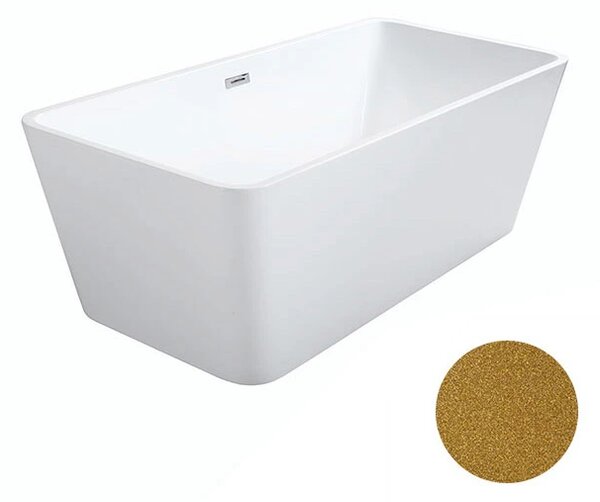 Besco Akrylátová volně stojící vana Evita Glam Z 160x80 Barva: Bílá/zlatá, Rozměry (cm): 160x80, Typ a barva výpustě: Click-Clack s přepadem, bílá