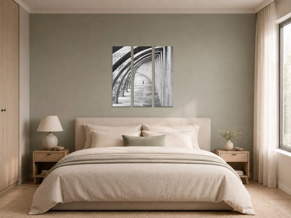 Betonová chodba s oblouky – Třídílný obraz A, 60 × 60 cm
