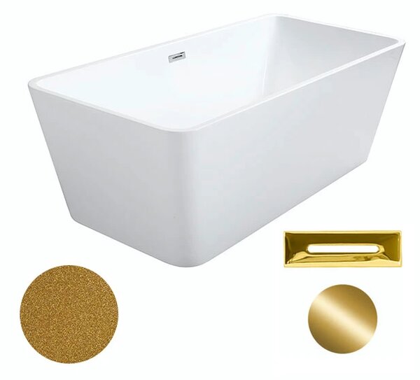 Besco Akrylátová volně stojící vana Evita Glam Z 160x80 Barva: Bílá/zlatá, Rozměry (cm): 160x80, Typ a barva výpustě: Click-Clack s přepadem, bílá