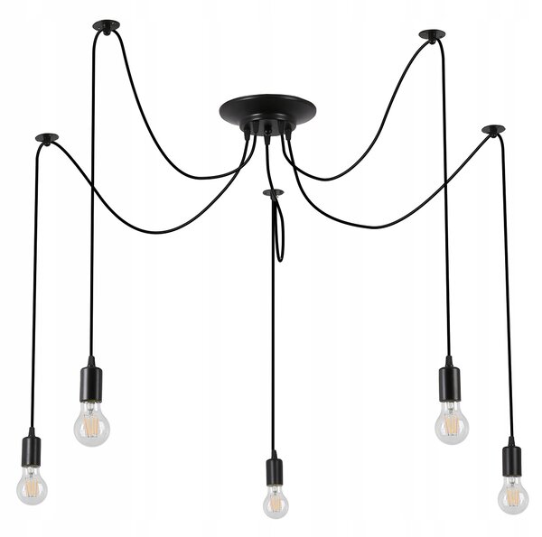 Lampa sufitowa wisząca żyrandol LED 5xE27 svítidlo LOFT PAJĄK černá diamant