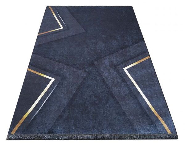 Makro Abra Moderní kusový koberec BLACK and GOLD 09 Geometrický protiskluzový černý zlatý Rozměr: 120x180 cm