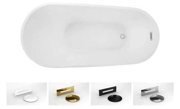 Besco Akrylátová volně stojící vana Melody BW 150x80 (170x80) Barva: Bílá/černá, Rozměry (cm): 150x80, Typ a barva výpustě: Click-Clack s přepadem, bílá