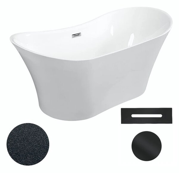 Besco Akrylátová volně stojící vana Amber Glam G 170x80 Barva: Bílá/grafit, Rozměry (cm): 170x80, Typ a barva výpustě: Click-Clack s přepadem, chrom