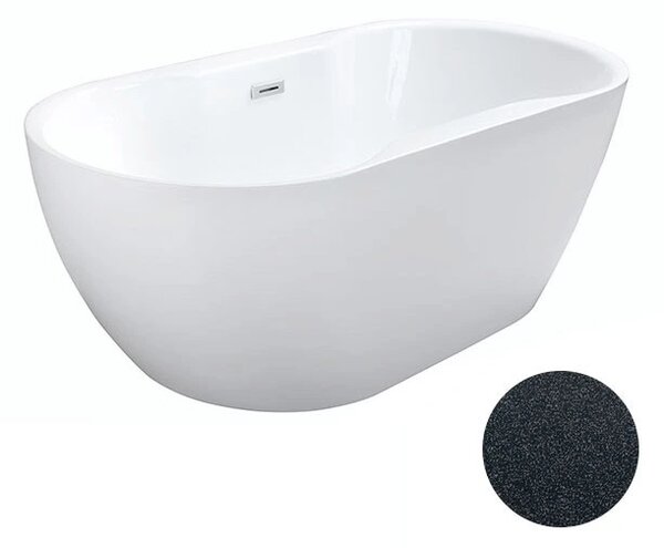 Besco Akrylátová volně stojící vana Navia Glam G 140x75 (150x80, 160x80) Barva: Bílá/grafit, Rozměry (cm): 140x75, Typ a barva výpustě: Click-Clack s přepadem, bílá