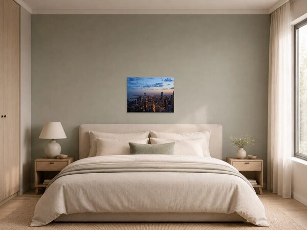 Panorama Chicaga při soumraku – Jednodílný obraz, 40 × 30 cm