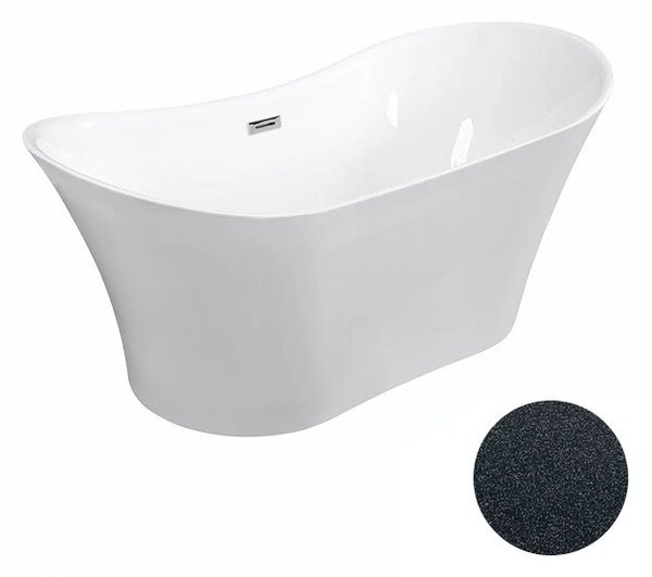 Besco Akrylátová volně stojící vana Amber Glam G 170x80 Barva: Bílá/grafit, Rozměry (cm): 170x80, Typ a barva výpustě: Click-Clack s přepadem, chrom