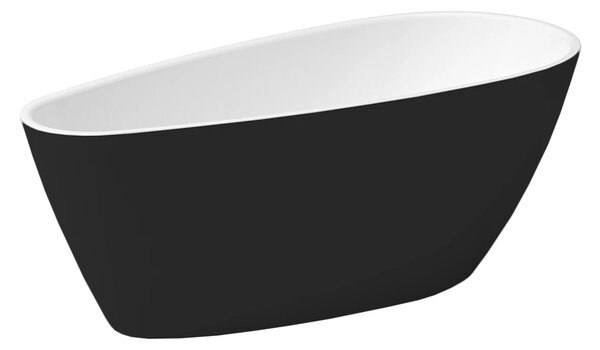 Besco Akrylátová volně stojící vana Goya A-Line BW 160x73 (170x80) Barva: Bílá/černá, Rozměry (cm): 160x73, Typ a barva výpustě: Click-Clack s přepadem, grafit