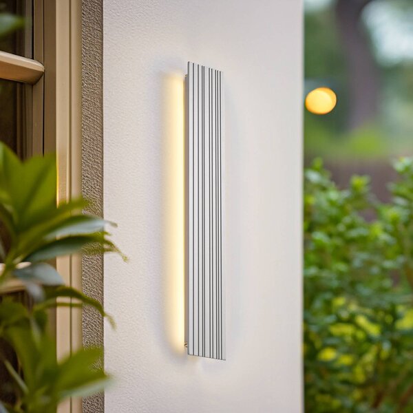 Lucande Venkovní nástěnné LED svítidlo Melira, délka 60 cm, světle šedé, Hliník / šedá / zinek, Hliník, Moderní