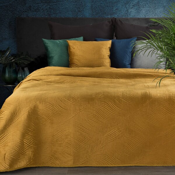 Luxusní přehoz na postel RIOS medová 220x240 cm Mybesthome