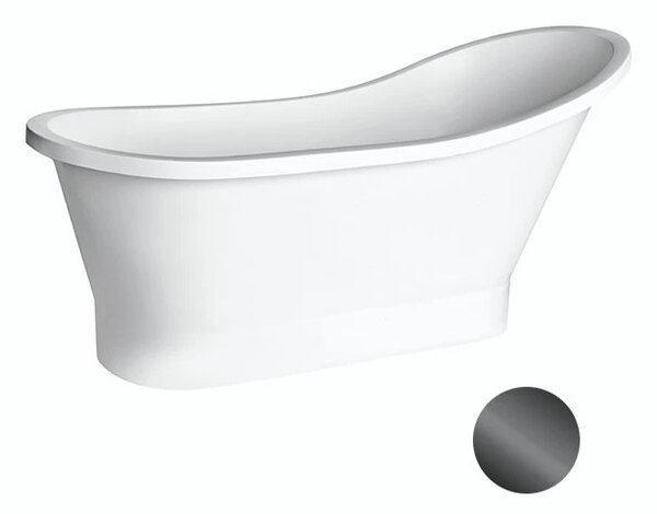 Besco Volně stojící vana z litého mramoru Gloria 150x67 (160x67,5) Barva: Bílá, Rozměry (cm): 160x67,5, Typ a barva výpustě: Click-Clack standard, chrom