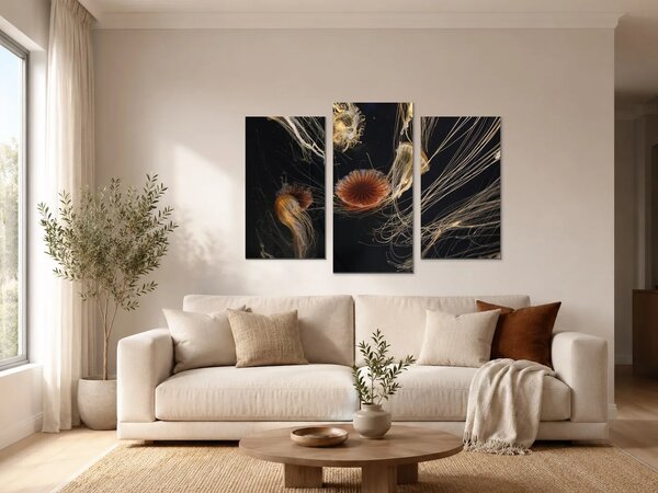 Medúzy ve tmě – Třídílný obraz B, 90 × 60 cm