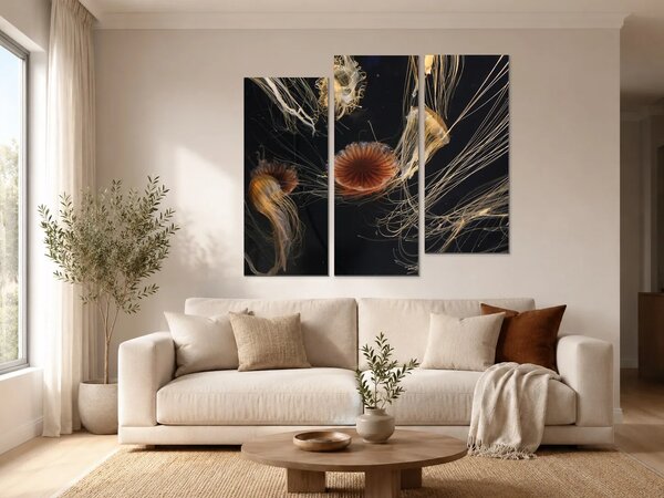 Medúzy ve tmě – Třídílný obraz C, 120 × 80 cm