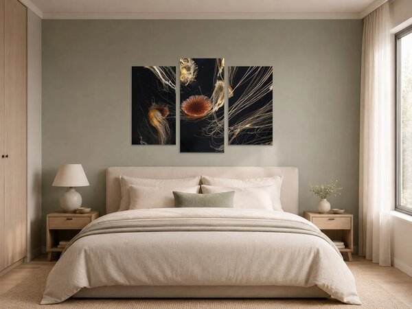 Medúzy ve tmě – Třídílný obraz B, 90 × 60 cm