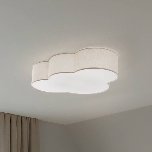 TK Lighting Stropní světlo Cloud, béžové, délka 63 cm, textil, mrak, E27, stmívatelný, Krémová / jantar, Dětský pokoj, Textil / tkanina / hedvábí, Young lifestyle