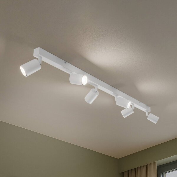 TK Lighting Stropní bodové světlo Top, bílé, 127 cm, 6-ramenné, kov, GU10, stmívatelný, Bílá / opál, Obývací pokoj / jídelna, kov, Moderní