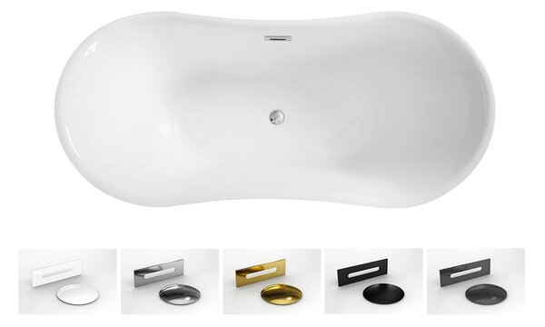 Besco Akrylátová volně stojící vana Amber BW Matt 170x80 Barva: Bílá/černá, Rozměry (cm): 170x80, Typ a barva výpustě: Click-Clack s přepadem, bílá