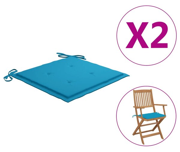 Podušky na zahradní židle 2 ks modré 40 x 40 x 3 cm textil