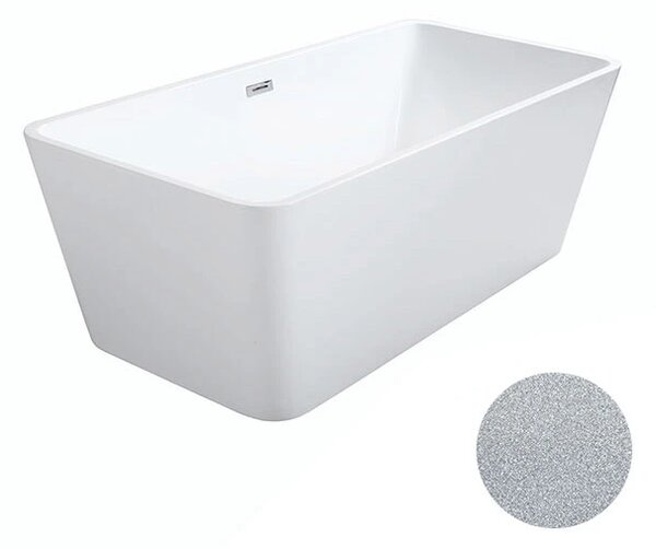 Besco Akrylátová volně stojící vana Evita Glam S 160x80 Barva: Bílá/stříbrná, Rozměry (cm): 160x80, Typ a barva výpustě: Click-Clack s přepadem, bílá