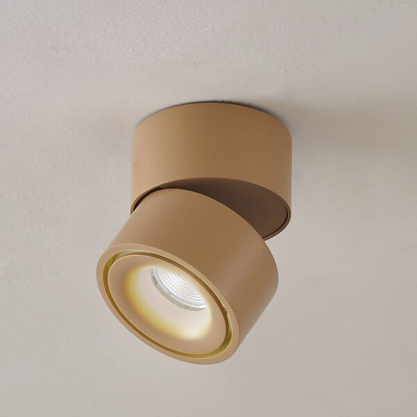 Arcchio LED stropní bodové světlo Rotari, hnědé, 1-flg., 8,9W, stmívatelný, Hnědá / rez, Chodba, Hliník, Moderní