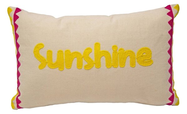 Obdélníkový polštář s výšivkou Sunshine režná/žlutá