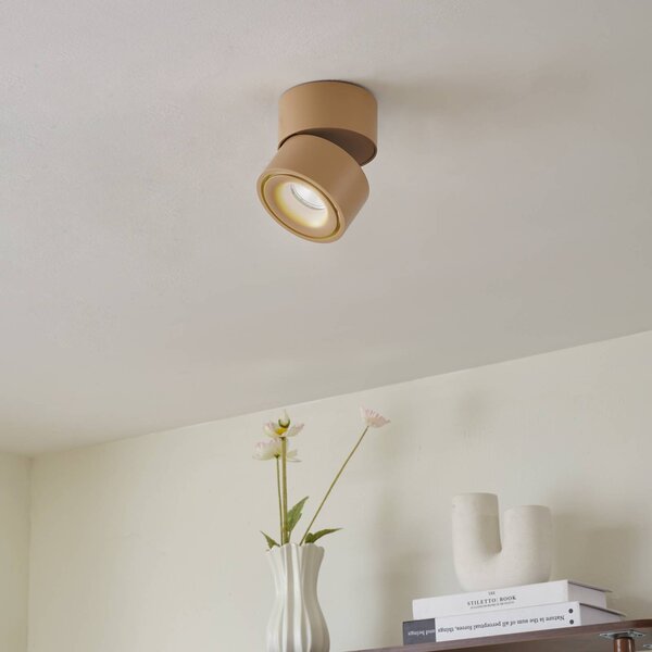 Arcchio LED stropní bodové světlo Rotari, hnědé, 1-flg., 8,9W, stmívatelný, Hnědá / rez, Chodba, Hliník, Moderní