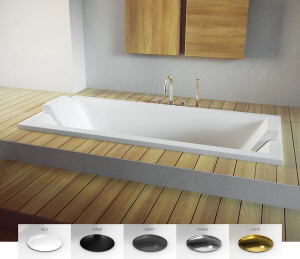 Besco Vana ze sanitárního kompozitu pro vestavbu Vera V CC/BP 180x80, bez přepadu Rozměry (cm): 180x80, Typ a barva výpustě: Alcaplast Click-Clack s horním čištěním, grafit