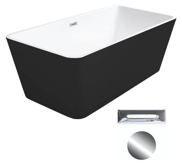 Besco Akrylátová volně stojící vana Evita BW 160x80 Barva: Bílá/černá, Rozměry (cm): 160x80, Typ a barva výpustě: Click-Clack s přepadem, chrom