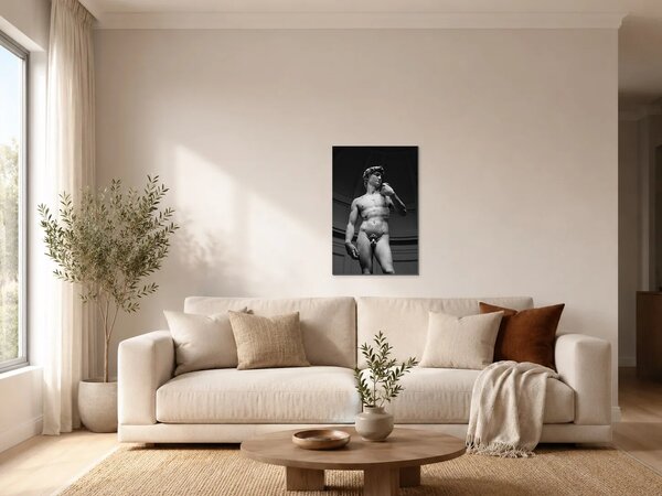 David – černobílá fotografie renesanční sochy – Jednodílný obraz, 30 × 40 cm