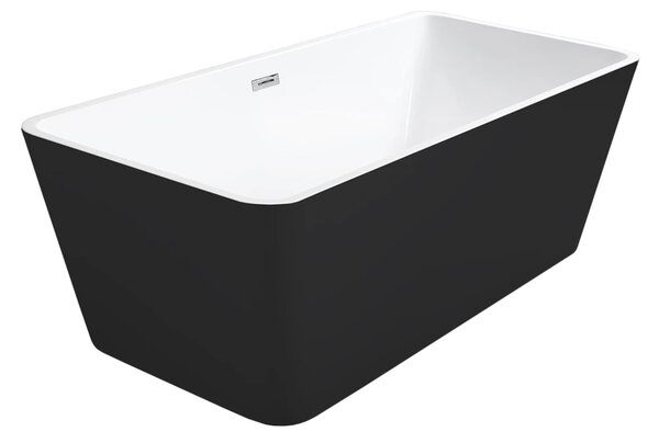 Besco Akrylátová volně stojící vana Evita BW 160x80 Barva: Bílá/černá, Rozměry (cm): 160x80, Typ a barva výpustě: Click-Clack s přepadem, chrom