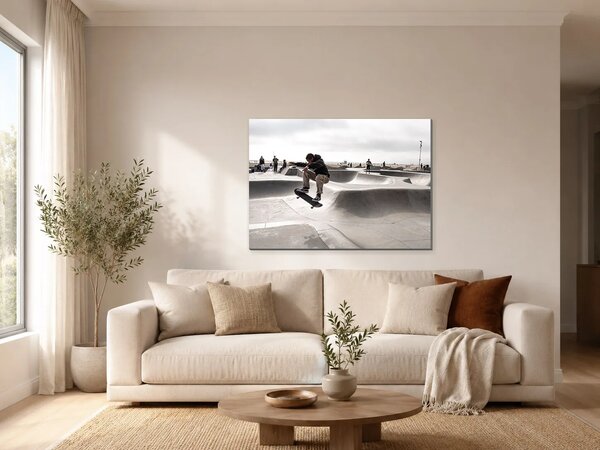 Skateboardista ve skateparku – Jednodílný obraz, 70 × 50 cm