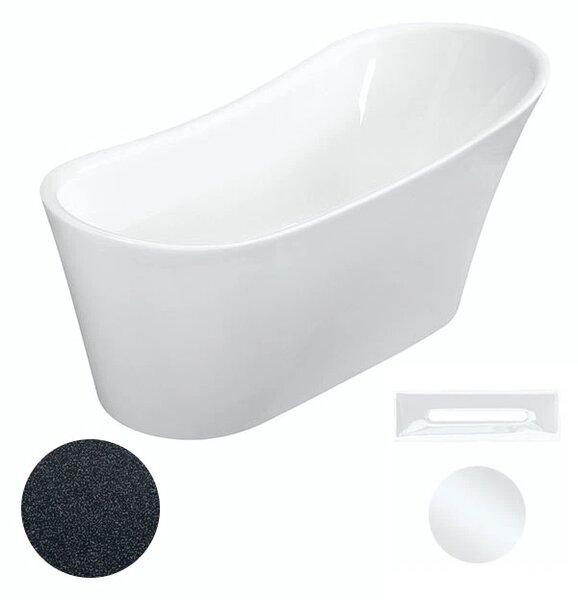 Besco Akrylátová volně stojící vana Calima Glam G 170x74 Barva: Bílá/grafit, Rozměry (cm): 170x74, Typ a barva výpustě: Click-Clack s přepadem, zlatá