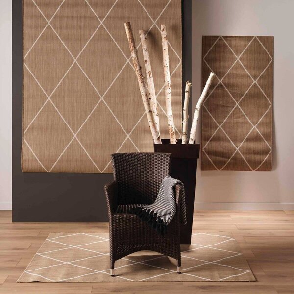 Obdélníkový koberec s motivem kosočtverců přírodní 80x150 cm