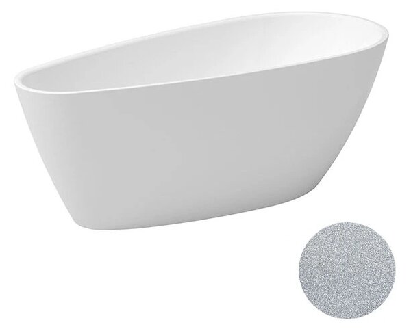 Besco Akrylátová volně stojící vana Goya A-line Glam S 160x73 (170x80) Barva: Bílá/stříbrná, Rozměry (cm): 170x80, Typ a barva výpustě: Click-Clack s přepadem, zlatá