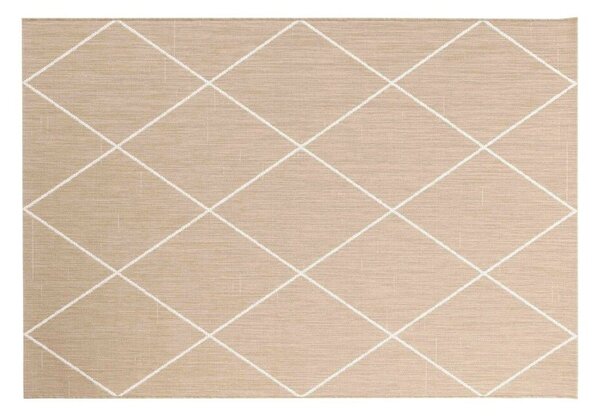 Obdélníkový koberec s motivem kosočtverců přírodní 80x150 cm