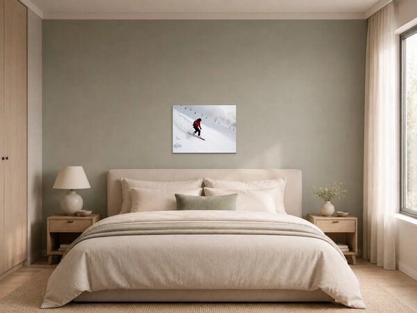 Snowboardista na zasněženém svahu – Jednodílný obraz, 60 × 40 cm