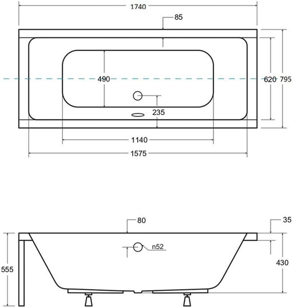 Besco Quadro obdélníková vana 175x80 cm bílá #WAQ-175-PK