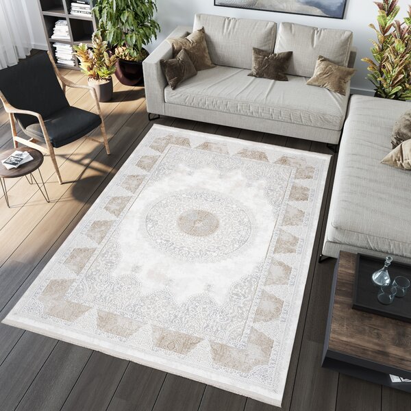 Makro Abra Kusový koberec SAHARA N761A Klasický Moderní krémový béžový Rozměr: 80x150 cm