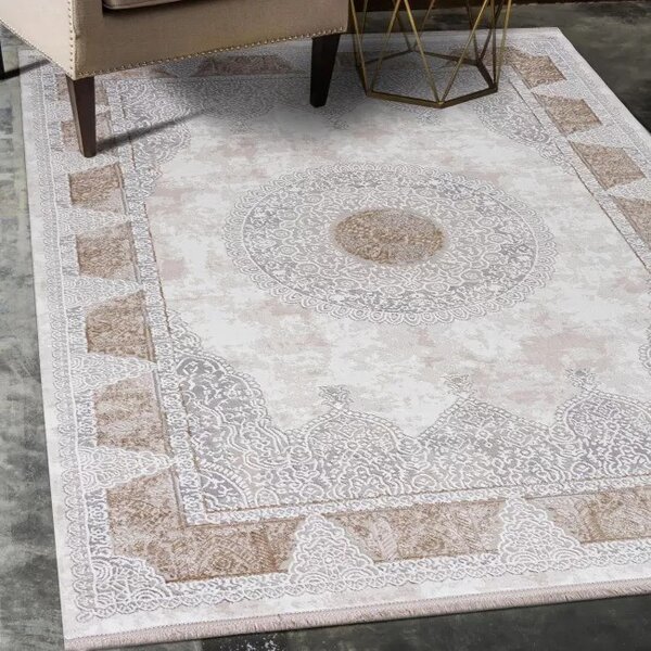 Makro Abra Kusový koberec SAHARA N761A Klasický Moderní krémový béžový Rozměr: 80x150 cm