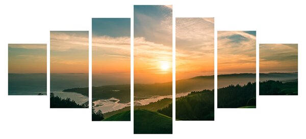 Obraz východu slunce nad mořem (210x100 cm)