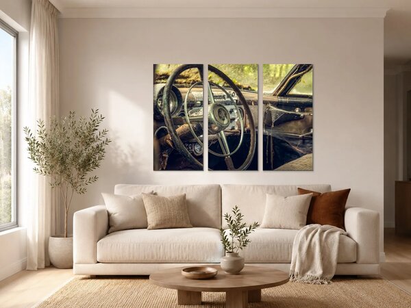 Volant opuštěného veteránu – Třídílný obraz A, 90 × 60 cm