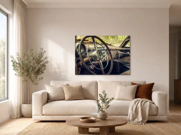 Volant opuštěného veteránu – Jednodílný obraz, 70 × 50 cm