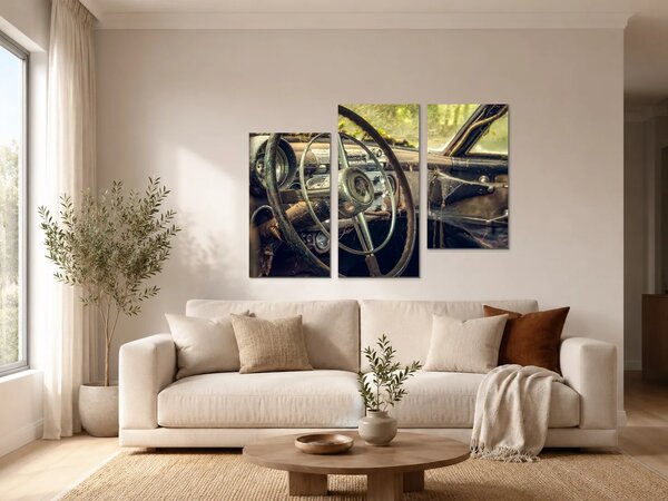 Volant opuštěného veteránu – Třídílný obraz C, 90 × 60 cm