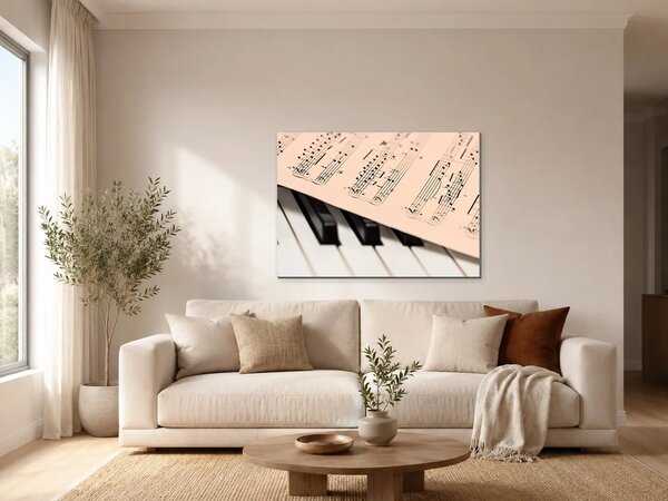 Notový zápis na klavíru – Jednodílný obraz, 70 × 50 cm