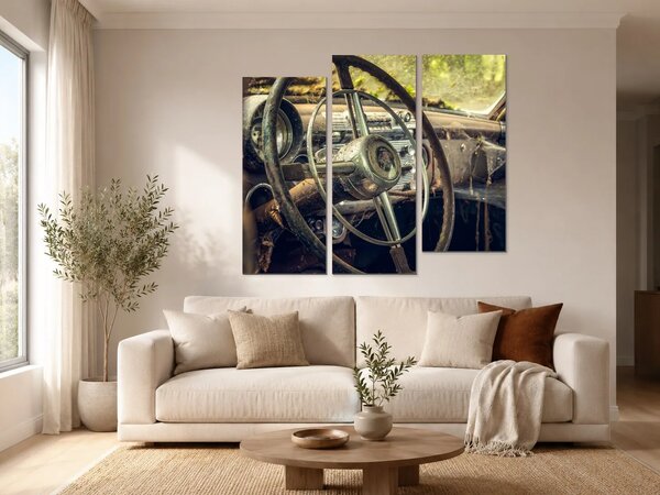 Volant opuštěného veteránu – Třídílný obraz C, 120 × 100 cm