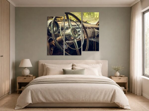 Volant opuštěného veteránu – Třídílný obraz C, 120 × 100 cm