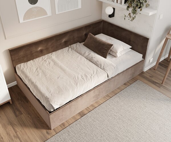 Postel EDDY 2 pro děti a mládež hnědá TRINITY 120x200 kovový zdvižný rošt